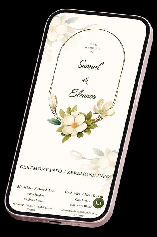Invitation de mariage en ligne ChungDoi affichée sur un téléphone