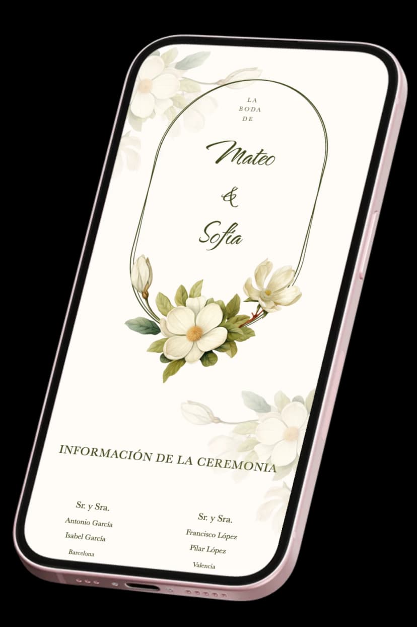 Invitación de boda online en el celular