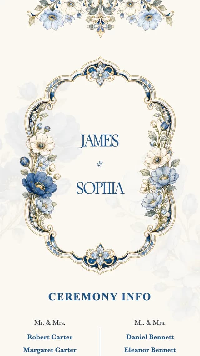 The same wedding invitation shown in several different designs