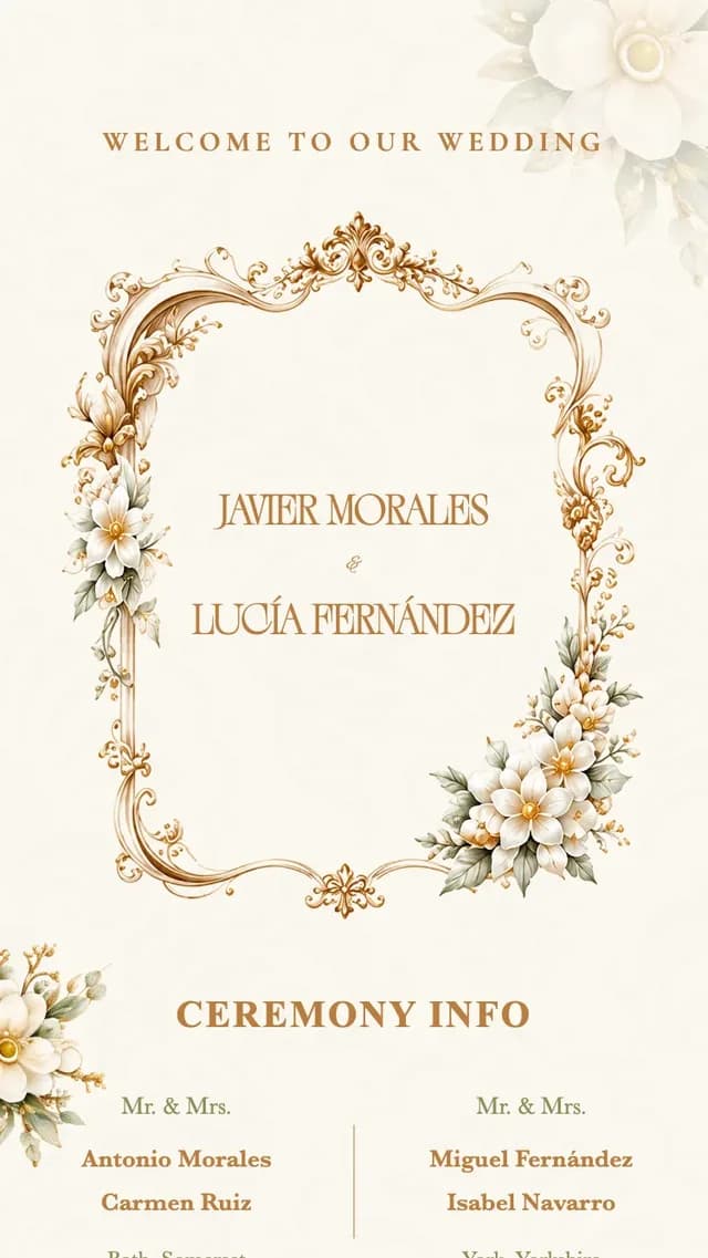 La misma invitación de boda mostrada en varios diseños