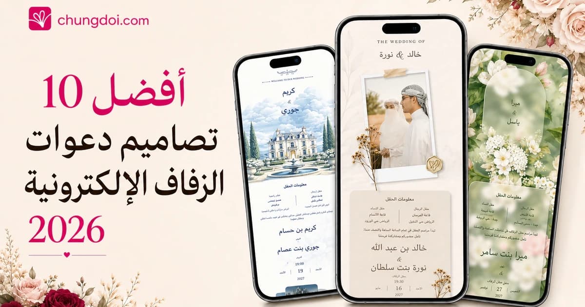 أفضل 10 تصاميم دعوات زفاف إلكترونية 2026