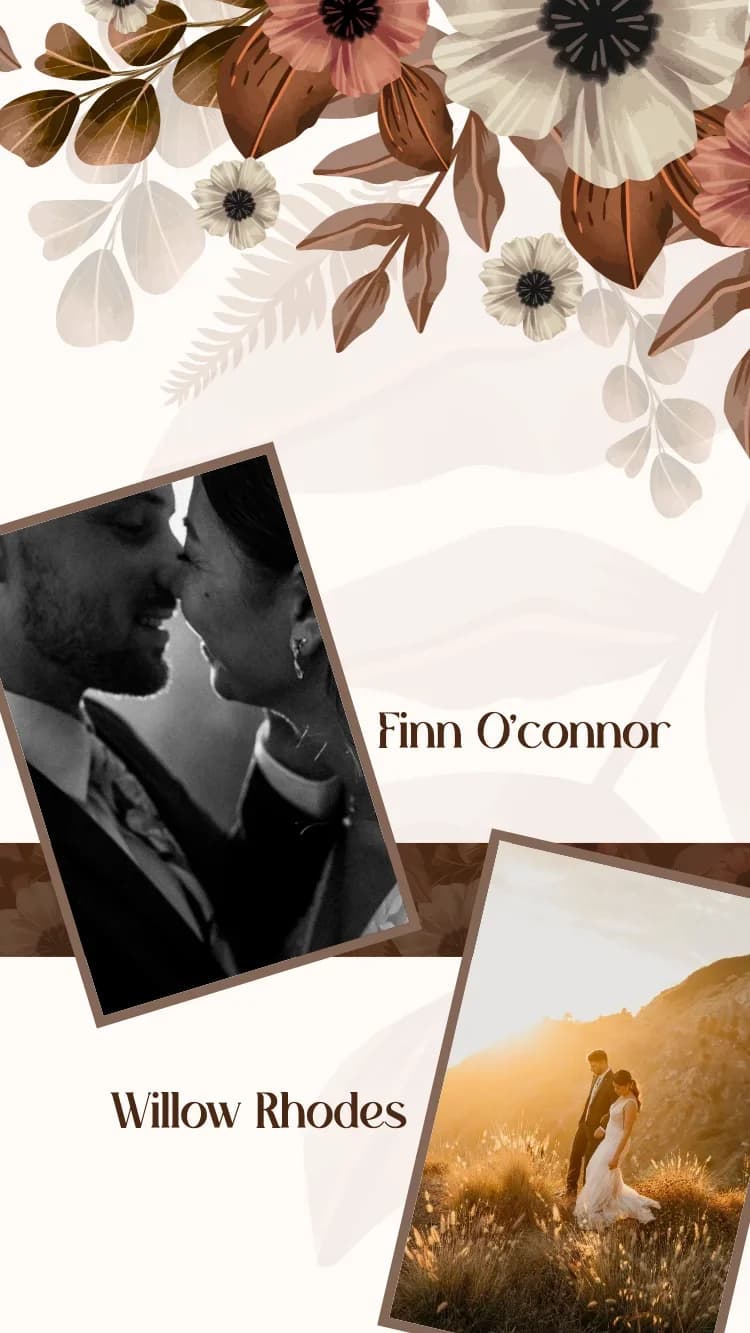 Boho Floral - Brown - Online Wedding Invitation Template