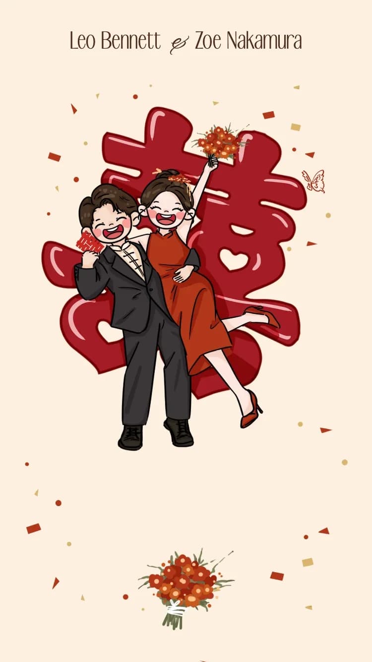 Chibi - Red - Online Wedding Invitation Template