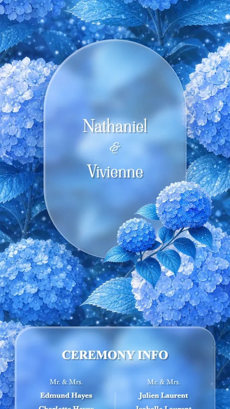 Glass Garden - Blue - Modelo de Convite de Casamento Online
