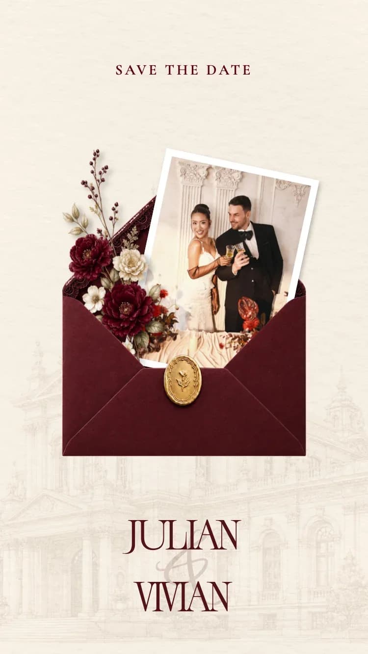 Minimalism - Dark Red - Online Wedding Invitation Template