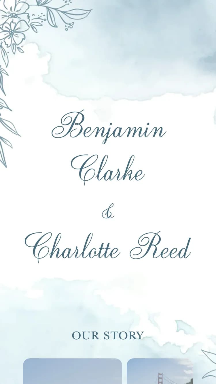 Spring Garden - Blue - Online Wedding Invitation Template