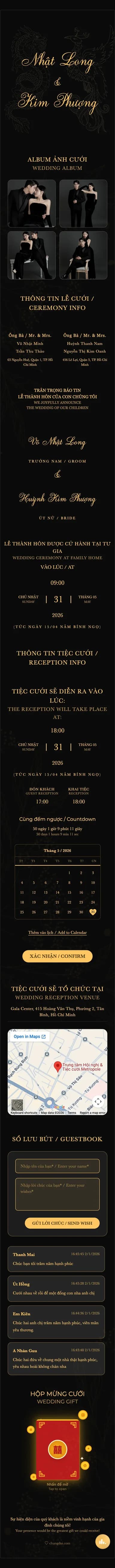 Mẫu thiệp cưới Long Phụng - Huyền