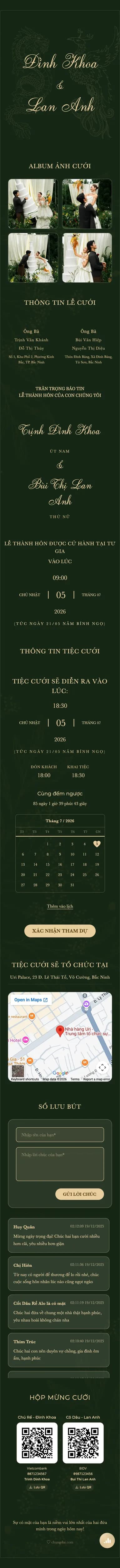 Mẫu thiệp cưới Long Phụng - Xanh