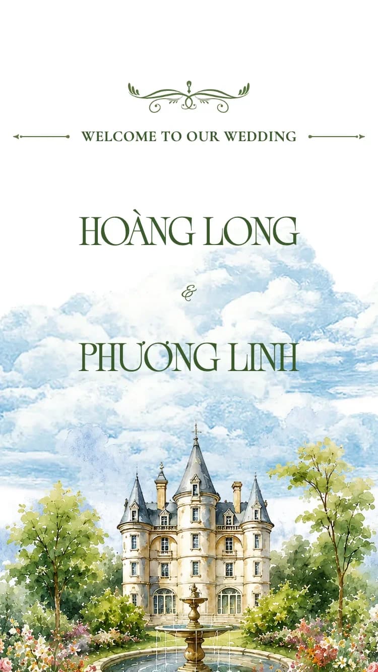 Lâu Đài - Xanh - Mẫu thiệp cưới online
