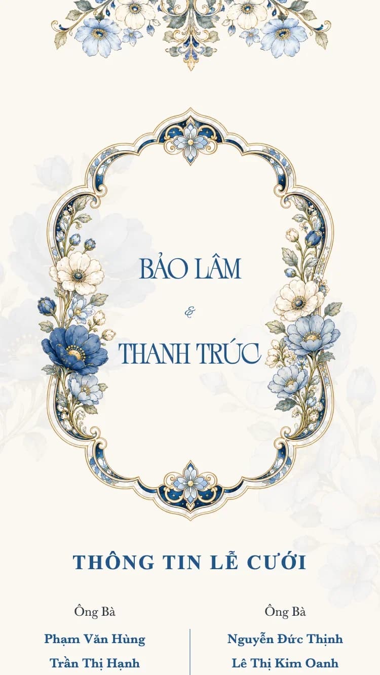 Hoa Thuỷ Tinh - Lam - Mẫu thiệp cưới online