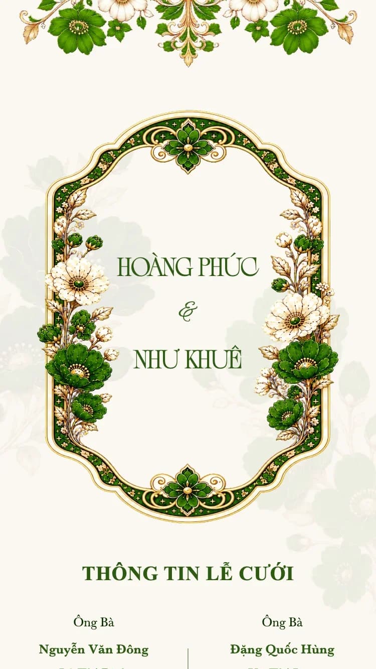 Hoa Thuỷ Tinh - Xanh - Mẫu thiệp cưới online