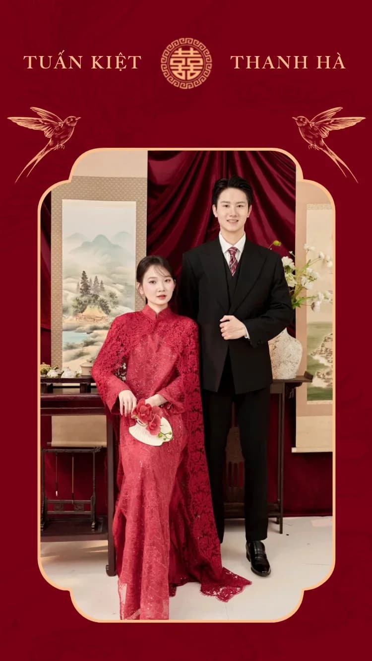 Song Phụng V3 - Đỏ - Mẫu thiệp cưới online