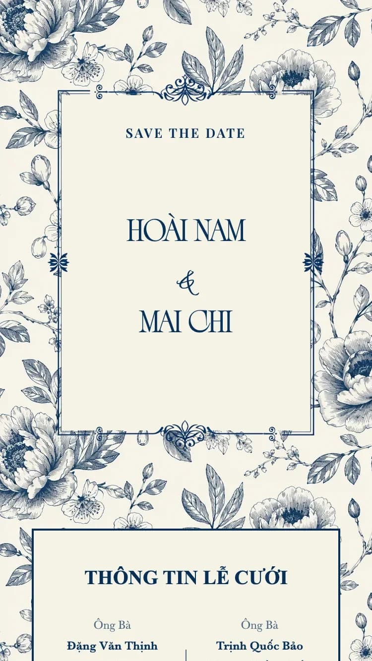 Bạch Sứ - Lam - Mẫu thiệp cưới online