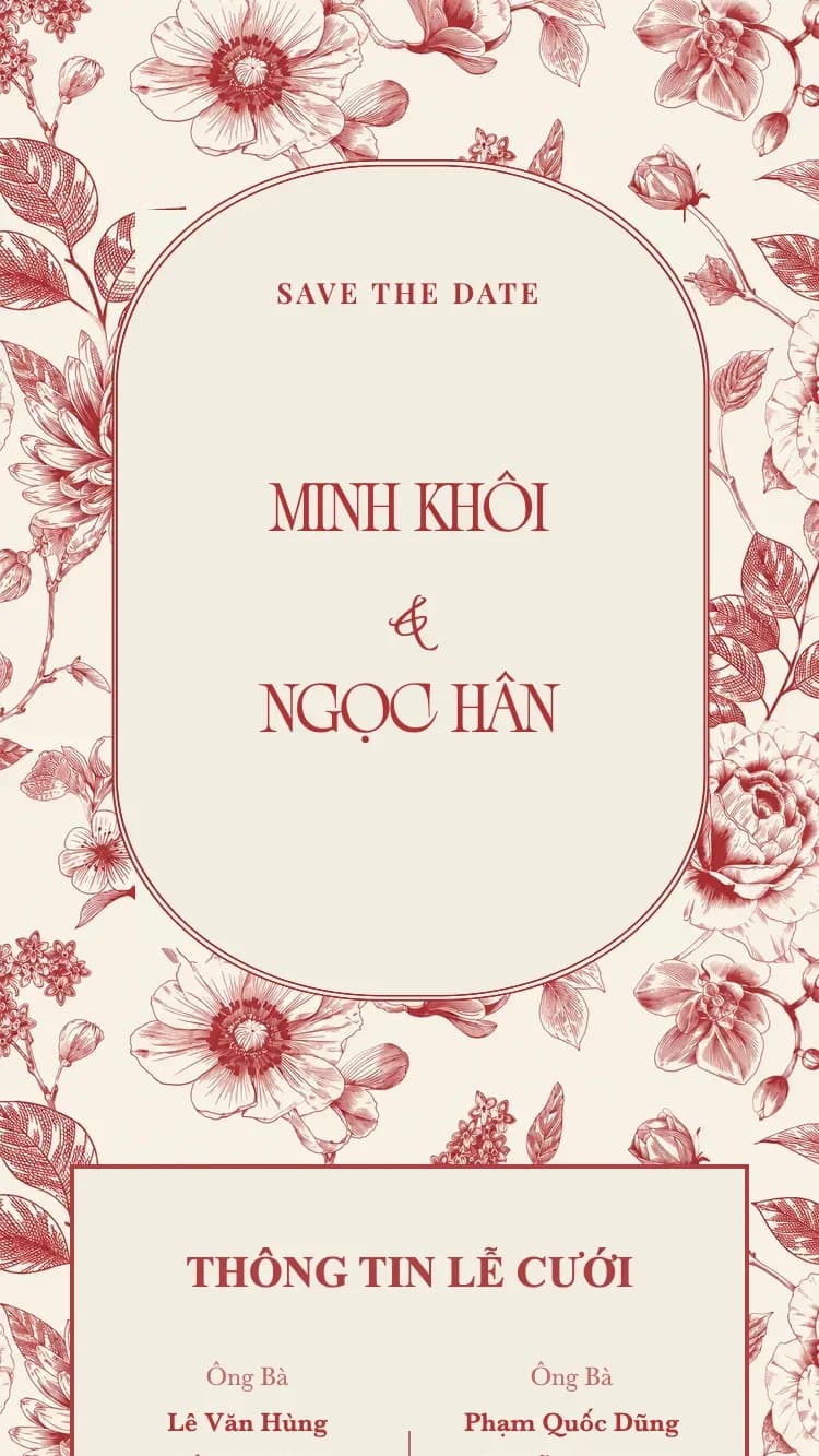 Bạch Sứ - Đỏ - Mẫu thiệp cưới online