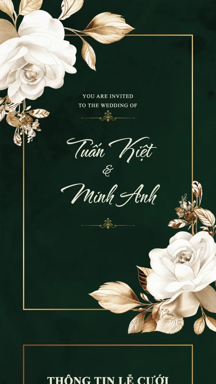 Hoàng Kim II - Xanh - Mẫu thiệp cưới online