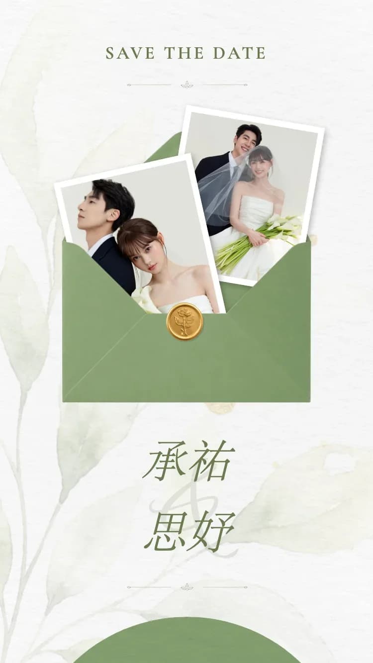 極簡 - 綠 - 线上婚礼请帖范本