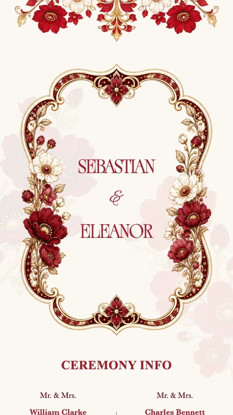 Crystal Floral - Red - Vorlage für Online-Hochzeitseinladungen