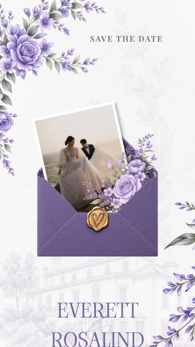 Minimalism - Purple - Online Wedding Invitation Template