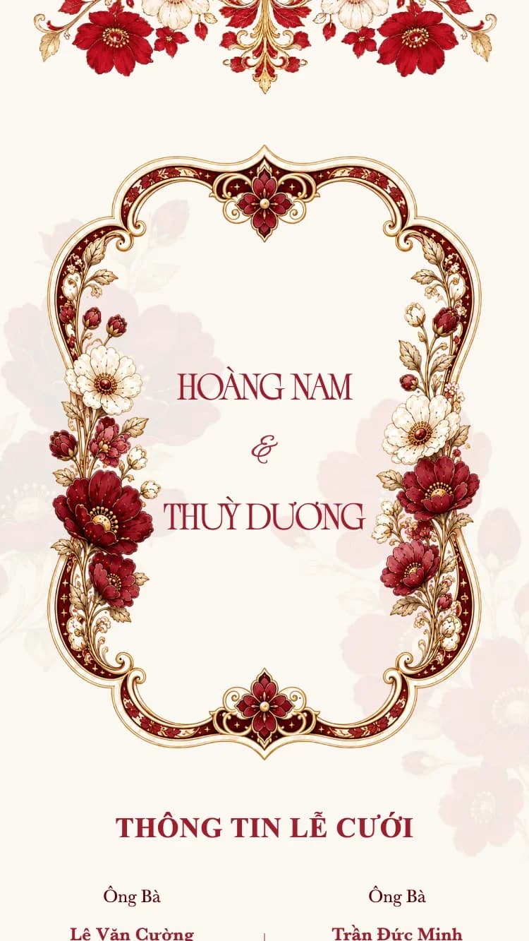Hoa Thuỷ Tinh - Đỏ - Mẫu thiệp cưới online