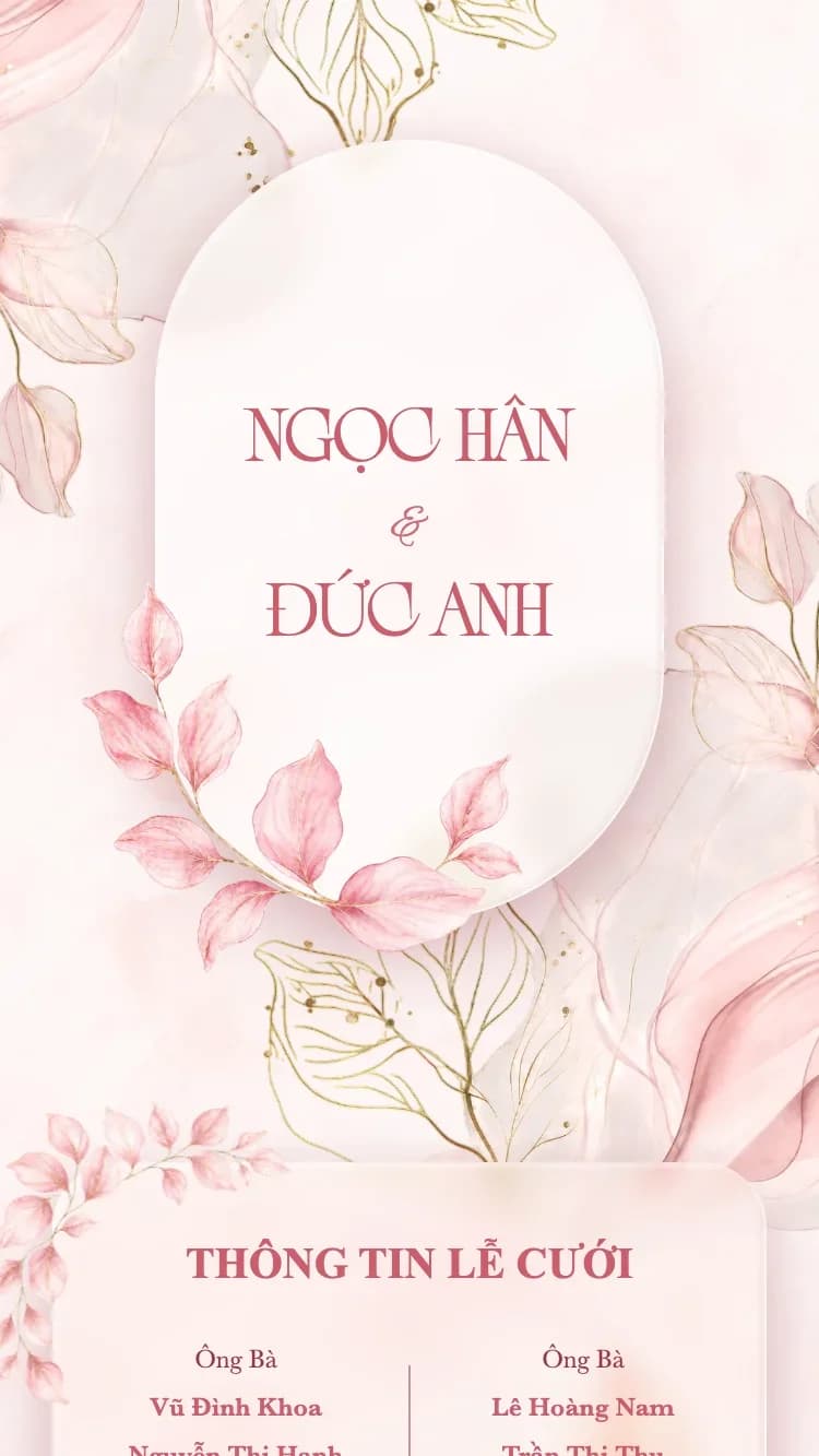 Vườn Kính - Hồng - Mẫu thiệp cưới online