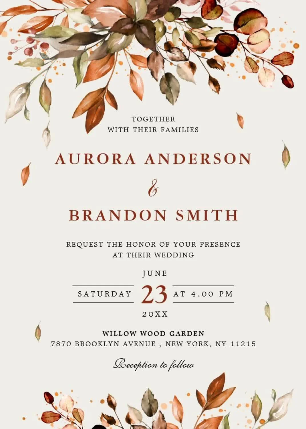 Thiệp cưới boho bohemian pampas grass terracotta